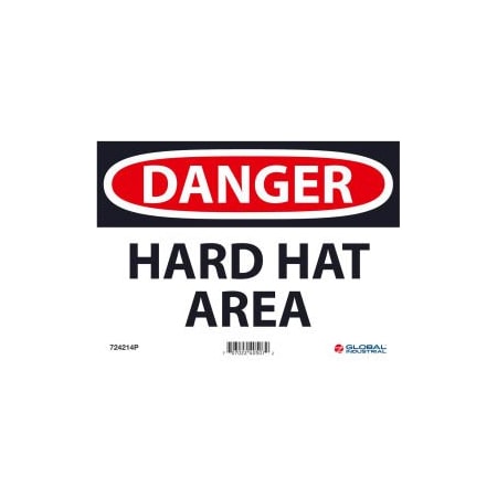 Nmc Danger Hard Hat Area 7x10 Pressure Sensitive Vinyl GLOD46P